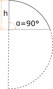 3)Прямой разрез полусферы. Боковая проекция.